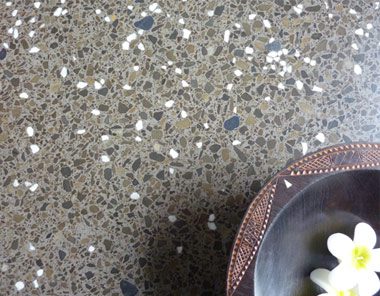 close-up of polished concrete floor by contr