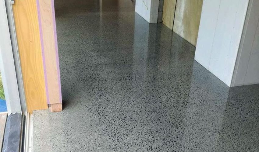 mangawhai beach home concrete floor polishing